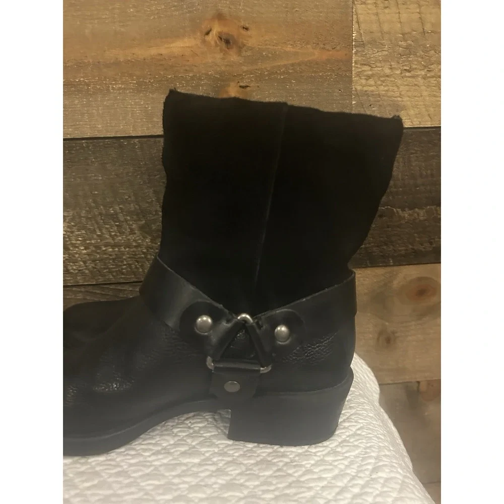 Franco‎ Sarto Benton Black Leather Harness Boots Womens Size 7 M